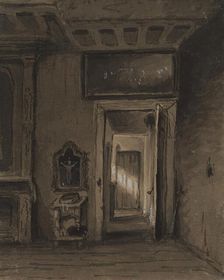 Room with Prie-dieu and Open Door, mid 19th century. Creator: Alfred Jacob Miller