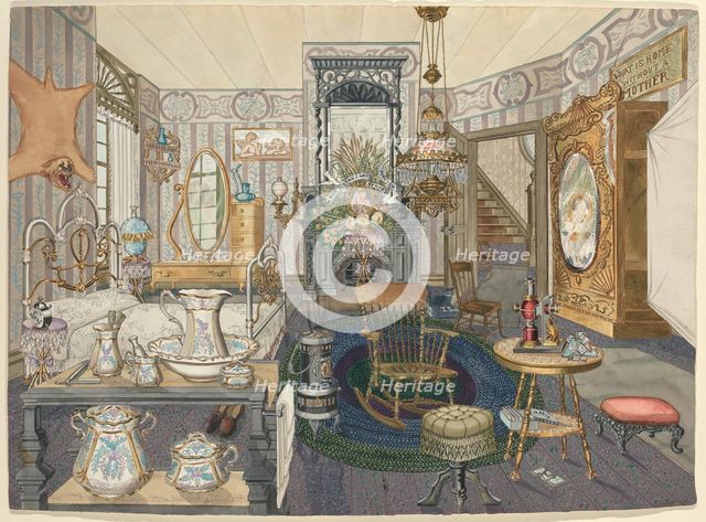 Room House Bed-Living Room, 1935/1942. Creator: Perkins Harnly.