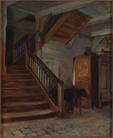 Room Interior with Winding Staircase, late 19th-early 20th century. Creator: Francis Davis Millet