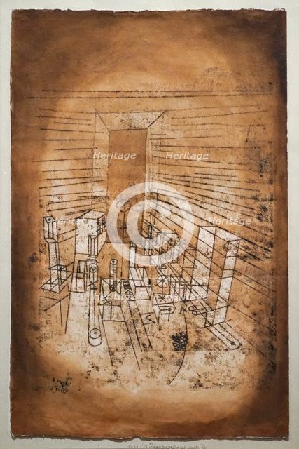 Room Perspective with Dark Door, 1921. Creator: Klee, Paul (1879-1940).