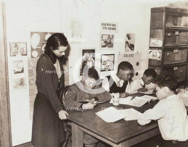 Room set up and remedial activities, girls' class, P.S. 94, 1941. Creator: Sam Shalat.