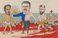 Roosevelt: "Assez! - Enough! - Genug!" A caricature on the Treaty of Portsmouth, 1905. Creator: Bianco, T. (active Early 20th cen.)