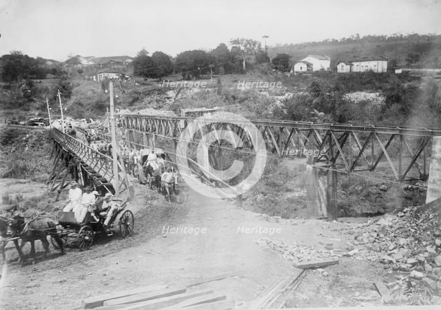 Roosevelt crossing Paranapanema River, Minas, Brazil, 1913. Creator: Bain News Service.
