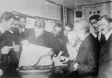 Roosevelt watching snake fight, Sao Paolo, between c1910 and c1915. Creator: Bain News Service