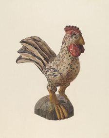 Rooster Woodcarving, c. 1940. Creator: Marian Page