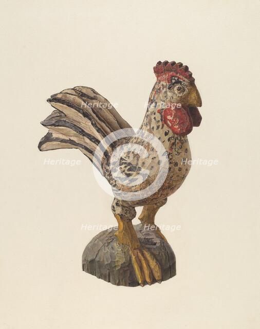 Rooster Woodcarving, c. 1940. Creator: Marian Page.