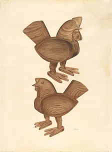 Rooster and Hen, 1935/1942. Creator: Al Curry