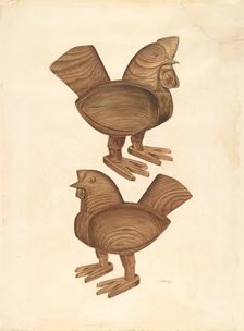 Rooster and Hen, 1935/1942. Creator: Al Curry