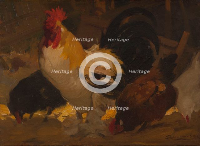 Rooster and hens, 1912. Creator: Henri Deluermoz.