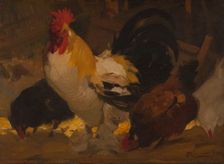 Rooster and hens, 1912. Creator: Henri Deluermoz