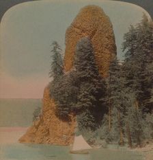 Rooster Rock, curious rock formation along the Columbia River, Oregon 1902. Artists: Elmer Underwood, Bert Elias Underwood