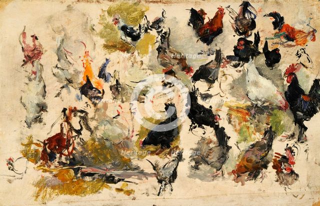 Roosters Study , 1869. Creator: Fortuny Marsal, Mariano (1838-1874).