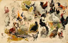 Roosters Study , 1869. Creator: Fortuny Marsal, Mariano (1838-1874)