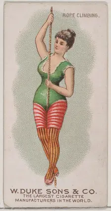 Rope Climbing, from the Gymnastic Exercises series (N77) for Duke brand cigarettes, 1887., 1887. Creator: Unknown