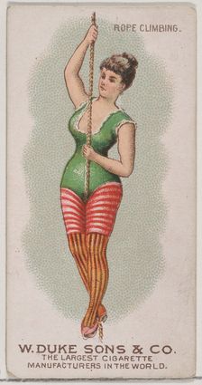 Rope Climbing, from the Gymnastic Exercises series (N77) for Duke brand cigarettes, 1887., 1887. Creator: Unknown