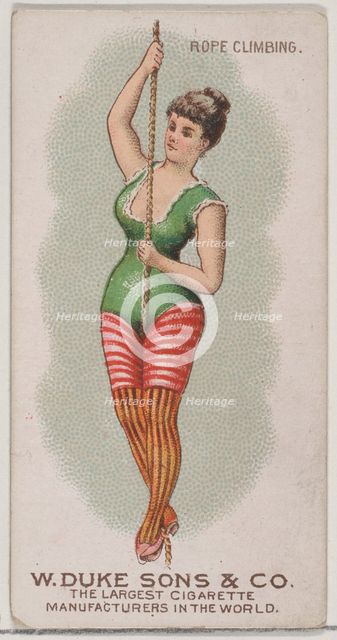 Rope Climbing, from the Gymnastic Exercises series (N77) for Duke brand cigarettes, 1887., 1887. Creator: Unknown.