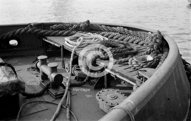 Rope in the stern of a boat, River Thames, London, c1945-c1965. Artist: SW Rawlings