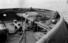 Rope in the stern of a boat, River Thames, London, c1945-c1965. Artist: SW Rawlings
