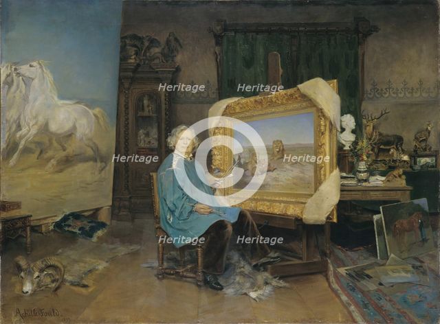 Rosa Bonheur in her studio, 1893. Creator: Achille-Fould, Georges (1868-1951).
