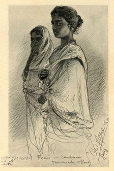 Rosama and Sandenam, Tamil girls, Kandy, Ceylon, 1898. Creator: Christian Wilhelm Allers