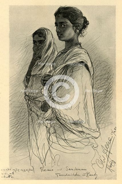 Rosama and Sandenam, Tamil girls, Kandy, Ceylon, 1898. Creator: Christian Wilhelm Allers.