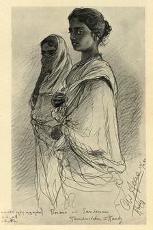 Rosama and Sandenam, Tamil girls, Kandy, Ceylon, 1898. Creator: Christian Wilhelm Allers