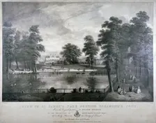 Rosamond's Pond, St James's Park, Westminster, London, 1840. Artist: F Ross
