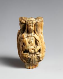 Rosary Terminal Bead with the Virgin and Child, Saint Barbara, and Saint..., French (?), 15th centur Creator: Unknown
