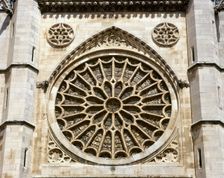 Rose window, main façade, Santa Maria de Leon Cathedral, Leon, Spain (2002). Creator: LTL