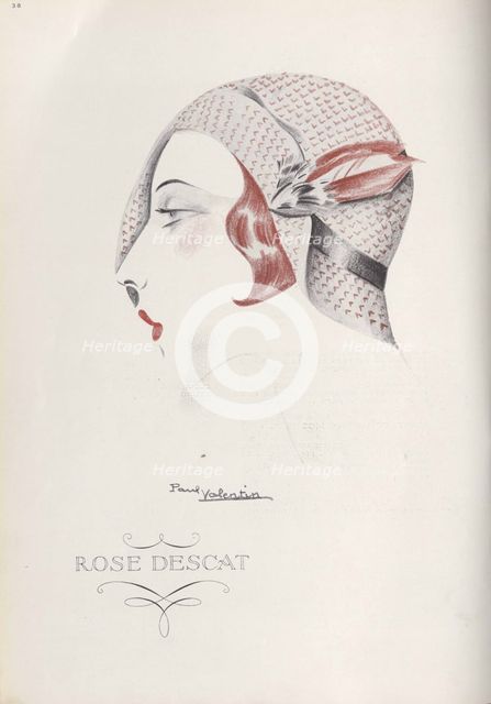 Rose Descat Hat, End 1920s. Creator: Valentin, Paul (active 1920-1930s).