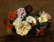 Roses and Nasturtiums in a Vase 1883