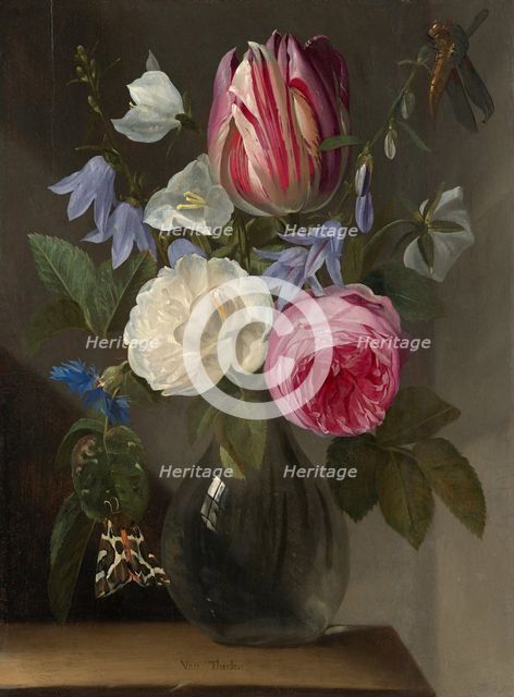 Roses and a Tulip in a Glass Vase, c. 1650/1660. Creator: Jan Philips van Thielen.