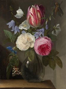 Roses and a Tulip in a Glass Vase, c. 1650/1660. Creator: Jan Philips van Thielen