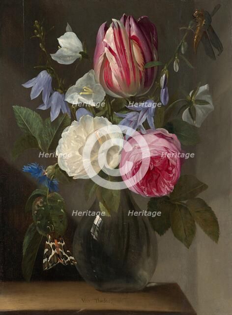 Roses and a Tulip in a Glass Vase, c. 1650/1660. Creator: Jan Philips van Thielen.