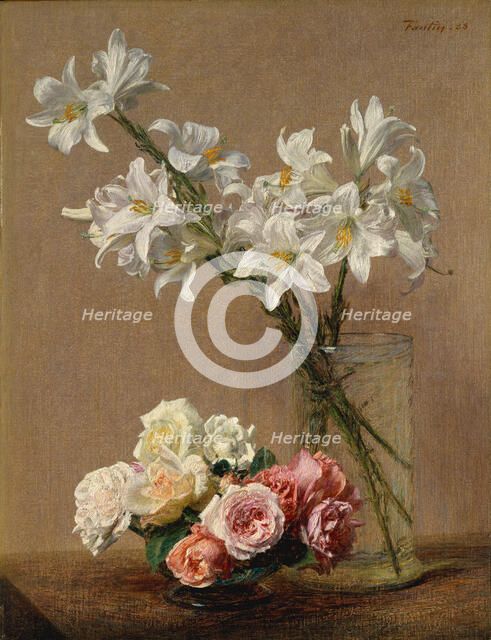 Roses and Lilies, 1888. Creator: Henri Fantin-Latour.