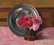 Roses and pewter dish, 1920. Creator: Vallotton, Felix Edouard (1865-1925)