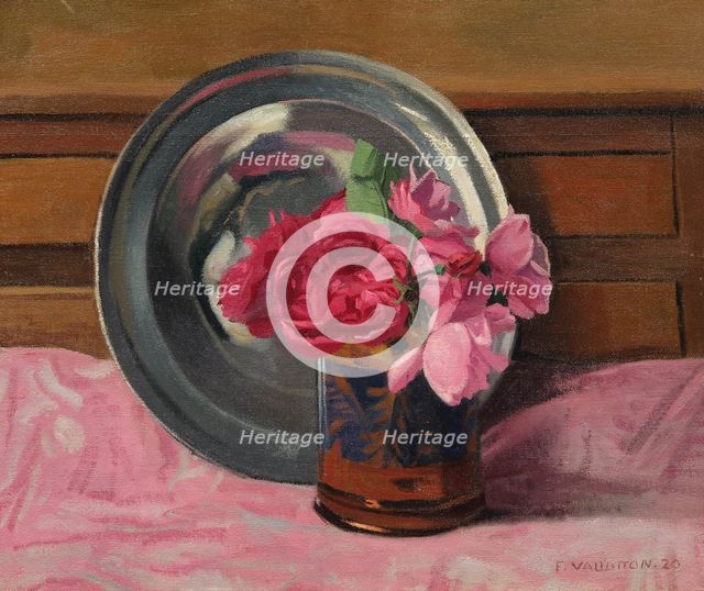 Roses and pewter dish, 1920. Creator: Vallotton, Felix Edouard (1865-1925).