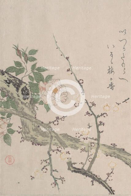 Roses and Plum Blossoms, 19th century. Creator: Kubo Shunman.