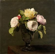 Roses dans un Verre a Pied, 1873. Creator: Henri Fantin-Latour