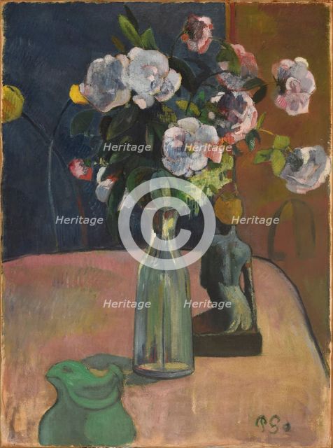 Roses et statuette , 1889. Creator: Gauguin, Paul Eugéne Henri (1848-1903).