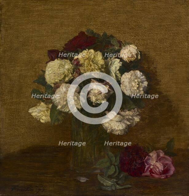 Roses in a Vase, 1878. Creator: Henri Fantin-Latour (French, 1836-1904).