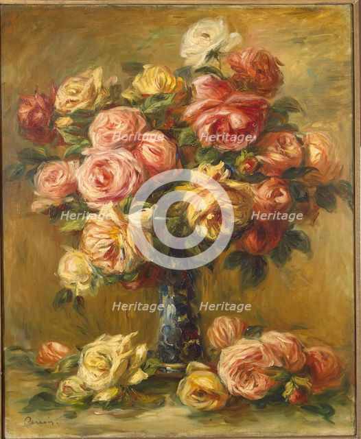 Roses in a Vase, 1913. Creator: Pierre-Auguste Renoir.