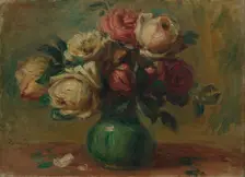 Roses in a Vase, c. 1890. Creator: Pierre-Auguste Renoir (French, 1841-1919)