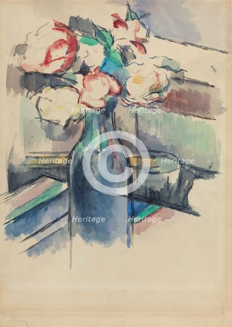 Roses in a Bottle [recto], 1900/1904. Creator: Paul Cezanne.