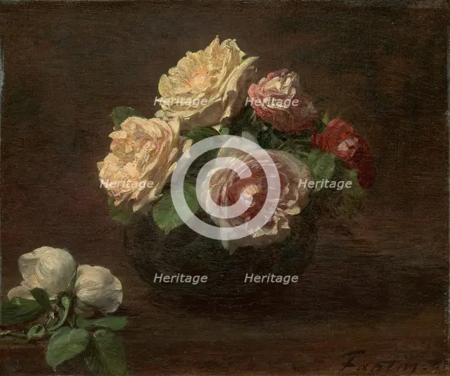 Roses in a Bowl, 1881. Creator: Henri Fantin-Latour.