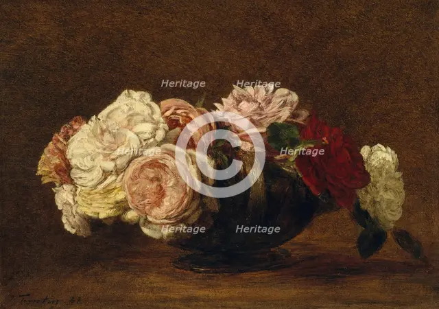 Roses in a Bowl, 1883. Creator: Henri Fantin-Latour.