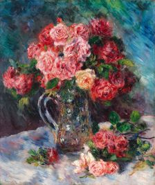 Roses in a crystal vase, c1879. Creator: Pierre-Auguste Renoir