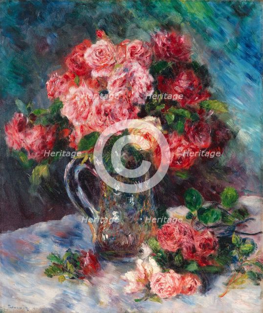 Roses in a crystal vase, c1879. Creator: Pierre-Auguste Renoir.