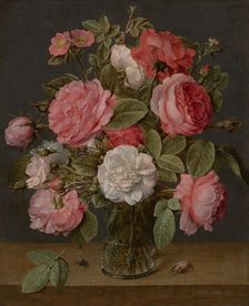 Roses in a Glass Vase. Creator: Jacob van Hulsdonck
