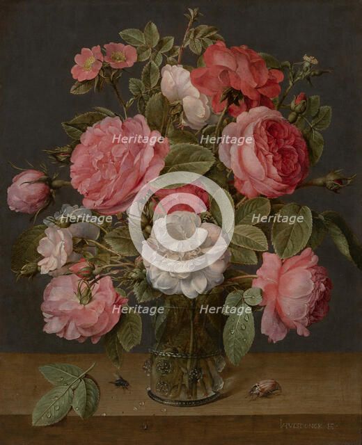 Roses in a Glass Vase. Creator: Jacob van Hulsdonck.